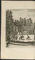 An illustration from Les plaisirs de l'isle enchantée : course de bague : collation ornée de machines, comedie, meslée de danse et de musiq́ue, ballet du palais d'Alcine, feu d'artifice et autres festes galantes et magnifiques faites par le Roy a Versailles, le VII. may M.DC.LXIV, et continuées plusieurs autres jours (1673)