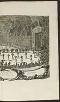 An illustration from Les plaisirs de l'isle enchantée : course de bague : collation ornée de machines, comedie, meslée de danse et de musiq́ue, ballet du palais d'Alcine, feu d'artifice et autres festes galantes et magnifiques faites par le Roy a Versailles, le VII. may M.DC.LXIV, et continuées plusieurs autres jours (1673)