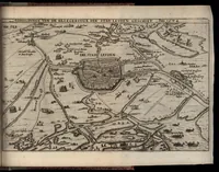 An illustration from Beschrijvinge der stad Leyden : inhoudende 't begin, den voortgang, ende den wasdom der selver : de stichtinghe van der kercken, cloosteren, gasthuysen, ende andere publijcque gestichten, &c : desgelijct de oprechtinge van de Academie, eñ de Collegien Theol. : mitsgader verhael van alle de belegeringen ... (1614)