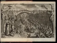 An illustration from Beschrijvinge der stad Leyden : inhoudende 't begin, den voortgang, ende den wasdom der selver : de stichtinghe van der kercken, cloosteren, gasthuysen, ende andere publijcque gestichten, &c : desgelijct de oprechtinge van de Academie, eñ de Collegien Theol. : mitsgader verhael van alle de belegeringen ... (1614)