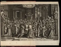 An illustration from Beschrijvinge der stad Leyden : inhoudende 't begin, den voortgang, ende den wasdom der selver : de stichtinghe van der kercken, cloosteren, gasthuysen, ende andere publijcque gestichten, &c : desgelijct de oprechtinge van de Academie, eñ de Collegien Theol. : mitsgader verhael van alle de belegeringen ... (1614)