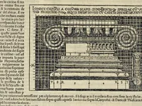 Picture 34 of 66 from Di Lucio Vitruuio Pollione De architectura libri dece : traducti de latino in vulgare, affigurati, cõmentati, & con mirando ordine insigniti: per il quale facilmente potrai trouare la multitudine de li abstrusi & reconditi vocabuli a li soi loci & in epsa tabula con summo studio expositi & enucleati ad immensa utilitate de ciascuno studioso & beniuolo di epsa opera (1521), leaf 133