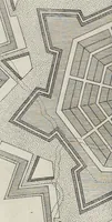 An illustration from L'architecture militaire moderne, ou, Fortification : confirmée par diverses histoires tant anciennes que nouvelles, & enrichie des figures des principales forteresses qui sont en l'Europe (1648)
