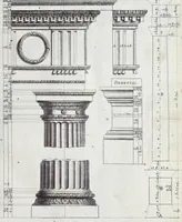 Picture 2 of 37 from L'Academia todesca della architectura, scultura & pittura, oder, Teutsche Academie der Edlen Bau- Bild- und Mahlerey-Künste : darinn enthalten ein gründlicher Unterricht von dieser dreyer Künste Eigenschaft, Lehr-Sätzen und Geheimnissen, von den Bau-Steinen und fünferley Bau-Arten, von den Statuen und ihrer Zugehör, von der Erfind- und Zeichnung ... neben aller Egyptischen, Griechischen, Römischen, Italiänischen, Hoch- und Nieder-Teutschen, auch anderer alten und neuen Virtuosen, Leben und fürnehmsten Kunst-Werken beschrieben : auch mit 38 Platten von der Architectur, 68 Alt-Römischen Statuen, ganz und halben Bildern, 74 Medaglionen, 180 Contrafäten durch die Hand der bästen heutigen Künstlere in Kupfer gezieret (1675), leaf 38