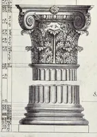 An illustration from L'Academia todesca della architectura, scultura & pittura, oder, Teutsche Academie der Edlen Bau- Bild- und Mahlerey-Künste : darinn enthalten ein gründlicher Unterricht von dieser dreyer Künste Eigenschaft, Lehr-Sätzen und Geheimnissen, von den Bau-Steinen und fünferley Bau-Arten, von den Statuen und ihrer Zugehör, von der Erfind- und Zeichnung ... neben aller Egyptischen, Griechischen, Römischen, Italiänischen, Hoch- und Nieder-Teutschen, auch anderer alten und neuen Virtuosen, Leben und fürnehmsten Kunst-Werken beschrieben : auch mit 38 Platten von der Architectur, 68 Alt-Römischen Statuen, ganz und halben Bildern, 74 Medaglionen, 180 Contrafäten durch die Hand der bästen heutigen Künstlere in Kupfer gezieret (1675)