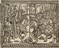 Picture 158 of 265 from Dits die excellente Cronike vā vlaenderē Beghinnende vā Liederick Buc den eersten Forestier tot dē laetstē, die door haer vrome feytē, namaels Grauē vā Vlaendrē ghemaect wordē, achteruolghende die rechte afcomste der voorsz grauē, tot desen onsen doorluchtichstē hoochghborē Keyser Karolo altijt v'meerder des rijcx geborē te Ghendt, etc (1531), leaf 348