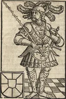 An illustration from Dits die excellente Cronike vā vlaenderē Beghinnende vā Liederick Buc den eersten Forestier tot dē laetstē, die door haer vrome feytē, namaels Grauē vā Vlaendrē ghemaect wordē, achteruolghende die rechte afcomste der voorsz grauē, tot desen onsen doorluchtichstē hoochghborē Keyser Karolo altijt v'meerder des rijcx geborē te Ghendt, etc (1531)