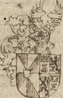 An illustration from Dits die excellente Cronike vā vlaenderē Beghinnende vā Liederick Buc den eersten Forestier tot dē laetstē, die door haer vrome feytē, namaels Grauē vā Vlaendrē ghemaect wordē, achteruolghende die rechte afcomste der voorsz grauē, tot desen onsen doorluchtichstē hoochghborē Keyser Karolo altijt v'meerder des rijcx geborē te Ghendt, etc (1531)