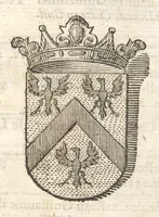 An illustration from Excellentium familiarum in Gallia genealogiae : a prima earundem origine usque ad praesens aevum deductae et notis historicis, quibus memorabilia regni Galliae, regumque et clarorum toga et sago virorum facta moresque ac dignitates recensentur, illustratae, cum iconibus insignium & indicibus necessariis (1687)
