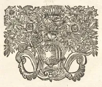 An illustration from Excellentium familiarum in Gallia genealogiae : a prima earundem origine usque ad praesens aevum deductae et notis historicis, quibus memorabilia regni Galliae, regumque et clarorum toga et sago virorum facta moresque ac dignitates recensentur, illustratae, cum iconibus insignium & indicibus necessariis (1687)