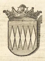 An illustration from Excellentium familiarum in Gallia genealogiae : a prima earundem origine usque ad praesens aevum deductae et notis historicis, quibus memorabilia regni Galliae, regumque et clarorum toga et sago virorum facta moresque ac dignitates recensentur, illustratae, cum iconibus insignium & indicibus necessariis (1687)