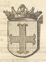 An illustration from Excellentium familiarum in Gallia genealogiae : a prima earundem origine usque ad praesens aevum deductae et notis historicis, quibus memorabilia regni Galliae, regumque et clarorum toga et sago virorum facta moresque ac dignitates recensentur, illustratae, cum iconibus insignium & indicibus necessariis (1687)