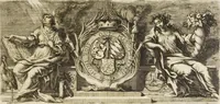 An illustration from Sculpturae veteris admiranda, sive, Delineatio vera perfectissimarum eminentissimarumque statuarum : unà cum artis hujus nobilissimae theoria ... : Carolo Ludovico, comiti Palat. Rheni ... consecrata à Joachimo de Sandrart in Stockau (1680)