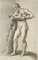 An illustration from Sculpturae veteris admiranda, sive, Delineatio vera perfectissimarum eminentissimarumque statuarum : unà cum artis hujus nobilissimae theoria ... : Carolo Ludovico, comiti Palat. Rheni ... consecrata à Joachimo de Sandrart in Stockau (1680)