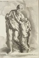 An illustration from Sculpturae veteris admiranda, sive, Delineatio vera perfectissimarum eminentissimarumque statuarum : unà cum artis hujus nobilissimae theoria ... : Carolo Ludovico, comiti Palat. Rheni ... consecrata à Joachimo de Sandrart in Stockau (1680)