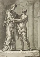 An illustration from Sculpturae veteris admiranda, sive, Delineatio vera perfectissimarum eminentissimarumque statuarum : unà cum artis hujus nobilissimae theoria ... : Carolo Ludovico, comiti Palat. Rheni ... consecrata à Joachimo de Sandrart in Stockau (1680)