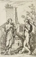 An illustration from Sculpturae veteris admiranda, sive, Delineatio vera perfectissimarum eminentissimarumque statuarum : unà cum artis hujus nobilissimae theoria ... : Carolo Ludovico, comiti Palat. Rheni ... consecrata à Joachimo de Sandrart in Stockau (1680)