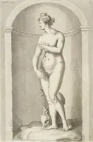 An illustration from Sculpturae veteris admiranda, sive, Delineatio vera perfectissimarum eminentissimarumque statuarum : unà cum artis hujus nobilissimae theoria ... : Carolo Ludovico, comiti Palat. Rheni ... consecrata à Joachimo de Sandrart in Stockau (1680)