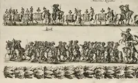 Picture 23 of 34 from L'entrée triomphante de Leurs Maiestez Louis XIV. roy de France et de Nauarre, et Marie Therese d'Austriche son espouse, : dans la ville de Paris capitale de leurs royaumes, au retour de la signature de la paix generalle et de leur heureux mariage. Enrichie de plusieurs figures, des harangues & de diuerses pieces considerables pour l'histoire. (1662), leaf 109