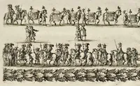 Picture 28 of 34 from L'entrée triomphante de Leurs Maiestez Louis XIV. roy de France et de Nauarre, et Marie Therese d'Austriche son espouse, : dans la ville de Paris capitale de leurs royaumes, au retour de la signature de la paix generalle et de leur heureux mariage. Enrichie de plusieurs figures, des harangues & de diuerses pieces considerables pour l'histoire. (1662), leaf 117