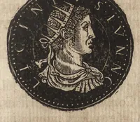An illustration from Epitome thesavri antiqvitatum : hoc est, IMPP Rom. orientalium & occidentalium iconum, ex antiquis numismatibus quàm fidelissimè deliniatarum (1553)