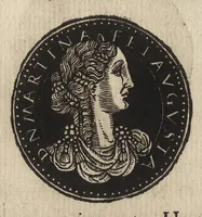 An illustration from Epitome thesavri antiqvitatum : hoc est, IMPP Rom. orientalium & occidentalium iconum, ex antiquis numismatibus quàm fidelissimè deliniatarum (1553)