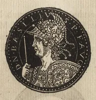 An illustration from Epitome thesavri antiqvitatum : hoc est, IMPP Rom. orientalium & occidentalium iconum, ex antiquis numismatibus quàm fidelissimè deliniatarum (1553)