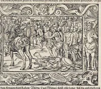 Picture 10 of 40 from Von Ankunfft vnnd Vrsprung des Römischen Reichs : der alten Römer Herkommen, Sitten, Weissheyt, Ehrbarkeyt, löblichem Regiment, Ritterlichen Thaten, Victori vnnd Sig gegen ihren Feinden : auch von allerley Händeln vñ Geschichten, so sich in Frid vnd Krieg, zu Rom, in Italia, vnd bei andern Nationen, damit die Römer jeder Zeit zu thuen gehabt, fast jnnerhalb achthundert Jaren, von Erbawung der Statt an, erstlich vnter der Könige vnnd volgends vnter der Rathesmaister Regiment, biss auff der ersten Römischen Keyser Regierung verloffen vnd zugetragen : jetzund auff dass newe auss dem Latein verteutscht, vnd mit ordenlicher Verzeychniss der fürnemsten Historien, Jarrechnung, kurtzer Liuischen Chronica, Register, vnd schönen Figuren geziert, dessgleichen vor hin im Truck nie aussgangen (1574), leaf 164