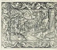 Picture 32 of 40 from Von Ankunfft vnnd Vrsprung des Römischen Reichs : der alten Römer Herkommen, Sitten, Weissheyt, Ehrbarkeyt, löblichem Regiment, Ritterlichen Thaten, Victori vnnd Sig gegen ihren Feinden : auch von allerley Händeln vñ Geschichten, so sich in Frid vnd Krieg, zu Rom, in Italia, vnd bei andern Nationen, damit die Römer jeder Zeit zu thuen gehabt, fast jnnerhalb achthundert Jaren, von Erbawung der Statt an, erstlich vnter der Könige vnnd volgends vnter der Rathesmaister Regiment, biss auff der ersten Römischen Keyser Regierung verloffen vnd zugetragen : jetzund auff dass newe auss dem Latein verteutscht, vnd mit ordenlicher Verzeychniss der fürnemsten Historien, Jarrechnung, kurtzer Liuischen Chronica, Register, vnd schönen Figuren geziert, dessgleichen vor hin im Truck nie aussgangen (1574), leaf 629
