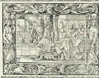 Picture 35 of 40 from Von Ankunfft vnnd Vrsprung des Römischen Reichs : der alten Römer Herkommen, Sitten, Weissheyt, Ehrbarkeyt, löblichem Regiment, Ritterlichen Thaten, Victori vnnd Sig gegen ihren Feinden : auch von allerley Händeln vñ Geschichten, so sich in Frid vnd Krieg, zu Rom, in Italia, vnd bei andern Nationen, damit die Römer jeder Zeit zu thuen gehabt, fast jnnerhalb achthundert Jaren, von Erbawung der Statt an, erstlich vnter der Könige vnnd volgends vnter der Rathesmaister Regiment, biss auff der ersten Römischen Keyser Regierung verloffen vnd zugetragen : jetzund auff dass newe auss dem Latein verteutscht, vnd mit ordenlicher Verzeychniss der fürnemsten Historien, Jarrechnung, kurtzer Liuischen Chronica, Register, vnd schönen Figuren geziert, dessgleichen vor hin im Truck nie aussgangen (1574), leaf 685