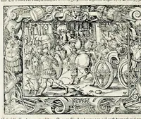 Picture 37 of 40 from Von Ankunfft vnnd Vrsprung des Römischen Reichs : der alten Römer Herkommen, Sitten, Weissheyt, Ehrbarkeyt, löblichem Regiment, Ritterlichen Thaten, Victori vnnd Sig gegen ihren Feinden : auch von allerley Händeln vñ Geschichten, so sich in Frid vnd Krieg, zu Rom, in Italia, vnd bei andern Nationen, damit die Römer jeder Zeit zu thuen gehabt, fast jnnerhalb achthundert Jaren, von Erbawung der Statt an, erstlich vnter der Könige vnnd volgends vnter der Rathesmaister Regiment, biss auff der ersten Römischen Keyser Regierung verloffen vnd zugetragen : jetzund auff dass newe auss dem Latein verteutscht, vnd mit ordenlicher Verzeychniss der fürnemsten Historien, Jarrechnung, kurtzer Liuischen Chronica, Register, vnd schönen Figuren geziert, dessgleichen vor hin im Truck nie aussgangen (1574), leaf 731