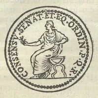 An illustration from Gli Arronzij, ouero, De' marmi antichi. Doue con la vita di Lucio Arronzio Stella e di Marco Arronzio Aquila padouani, si hà notizia delle antichità, riti, monete, medaglie, magistrati, e sacerdozj di Roma, di Padoua, dell'Italia, e dell'Imperio Romano (1655)