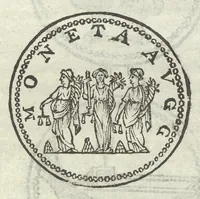 An illustration from Gli Arronzij, ouero, De' marmi antichi. Doue con la vita di Lucio Arronzio Stella e di Marco Arronzio Aquila padouani, si hà notizia delle antichità, riti, monete, medaglie, magistrati, e sacerdozj di Roma, di Padoua, dell'Italia, e dell'Imperio Romano (1655)