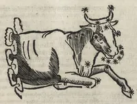 An illustration from Iulii Firmici Astronomicorum libri octo integri & emendati, ex Scythicis oris ad nos nuper allati. Marci Manilii Astronomicorum libri quinque. Arati Phaenomena Germanico Caesare interprete cum commentariis & imaginibus. Arati eiusdem Phaenomenon fragmentum Marco T.C. interprete. Arati eiusdem Phaenomena Ruffo Festo Auienio paraphraste. Arati Phaenomena graece. Theonis Commentaria copiosissima in Arati Phaenomena graece. Procli Diadochi Sphaera graece. Procli eiusdem Sphaera, Thoma Linacro Britanno interprete (1503)
