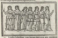 An illustration from Iulii Firmici Astronomicorum libri octo integri & emendati, ex Scythicis oris ad nos nuper allati. Marci Manilii Astronomicorum libri quinque. Arati Phaenomena Germanico Caesare interprete cum commentariis & imaginibus. Arati eiusdem Phaenomenon fragmentum Marco T.C. interprete. Arati eiusdem Phaenomena Ruffo Festo Auienio paraphraste. Arati Phaenomena graece. Theonis Commentaria copiosissima in Arati Phaenomena graece. Procli Diadochi Sphaera graece. Procli eiusdem Sphaera, Thoma Linacro Britanno interprete (1503)