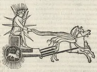 An illustration from Iulii Firmici Astronomicorum libri octo integri & emendati, ex Scythicis oris ad nos nuper allati. Marci Manilii Astronomicorum libri quinque. Arati Phaenomena Germanico Caesare interprete cum commentariis & imaginibus. Arati eiusdem Phaenomenon fragmentum Marco T.C. interprete. Arati eiusdem Phaenomena Ruffo Festo Auienio paraphraste. Arati Phaenomena graece. Theonis Commentaria copiosissima in Arati Phaenomena graece. Procli Diadochi Sphaera graece. Procli eiusdem Sphaera, Thoma Linacro Britanno interprete (1503)