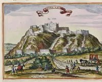 An illustration from Toonneel van China, door veel, zo geestelijke als weereltlijke geheugteekenen, verscheide vertoningen van de natuur en kunst, en blijken van veel andere gedenkwaerdige dingen, geopent en verheerlykt : nieuwelijks door d'E. Vader Athanasius Kircherus ... in't Latyn beschreven, en van J. H. Glazemaker vertaalt ; met een groot getal van kunstige kopere platen verçiert (1668)