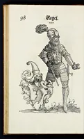 Picture 37 of 56 from Geschlechter Buch : darinn der loblichen kaiserlichẽ Reichs Statt Augspurg so vor fünffhundert vnd mehr Jaren hero, daselbst gewonet, vnd biss auff acht abgestorben auch deren so an der abgestorbnen stat eingenom̃en vnd erhöhet worden seyn : dessgleichen mit was Personen die Röm. Key. May. [et]c. am dritten Augusti im M.D.XLVIIII. Jare ain new Regiment von Raht vnd Gericht auch alle Empter besetzt hat : sampt aines jeden Geschlechts Wapen, Zeichen, Schilt vnd Helm, auch Ankunfft vnd Herkommen : alles mit künstlichen Figuren angezeigt, vnd allen Kunstliebhabern jetzt widerumb an Tag gegeben (1580), leaf 103