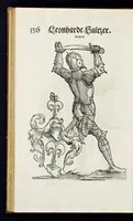 Picture 47 of 56 from Geschlechter Buch : darinn der loblichen kaiserlichẽ Reichs Statt Augspurg so vor fünffhundert vnd mehr Jaren hero, daselbst gewonet, vnd biss auff acht abgestorben auch deren so an der abgestorbnen stat eingenom̃en vnd erhöhet worden seyn : dessgleichen mit was Personen die Röm. Key. May. [et]c. am dritten Augusti im M.D.XLVIIII. Jare ain new Regiment von Raht vnd Gericht auch alle Empter besetzt hat : sampt aines jeden Geschlechts Wapen, Zeichen, Schilt vnd Helm, auch Ankunfft vnd Herkommen : alles mit künstlichen Figuren angezeigt, vnd allen Kunstliebhabern jetzt widerumb an Tag gegeben (1580), leaf 141