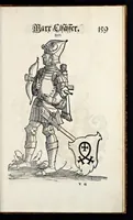 Picture 55 of 56 from Geschlechter Buch : darinn der loblichen kaiserlichẽ Reichs Statt Augspurg so vor fünffhundert vnd mehr Jaren hero, daselbst gewonet, vnd biss auff acht abgestorben auch deren so an der abgestorbnen stat eingenom̃en vnd erhöhet worden seyn : dessgleichen mit was Personen die Röm. Key. May. [et]c. am dritten Augusti im M.D.XLVIIII. Jare ain new Regiment von Raht vnd Gericht auch alle Empter besetzt hat : sampt aines jeden Geschlechts Wapen, Zeichen, Schilt vnd Helm, auch Ankunfft vnd Herkommen : alles mit künstlichen Figuren angezeigt, vnd allen Kunstliebhabern jetzt widerumb an Tag gegeben (1580), leaf 164