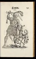 Picture 16 of 56 from Geschlechter Buch : darinn der loblichen kaiserlichẽ Reichs Statt Augspurg so vor fünffhundert vnd mehr Jaren hero, daselbst gewonet, vnd biss auff acht abgestorben auch deren so an der abgestorbnen stat eingenom̃en vnd erhöhet worden seyn : dessgleichen mit was Personen die Röm. Key. May. [et]c. am dritten Augusti im M.D.XLVIIII. Jare ain new Regiment von Raht vnd Gericht auch alle Empter besetzt hat : sampt aines jeden Geschlechts Wapen, Zeichen, Schilt vnd Helm, auch Ankunfft vnd Herkommen : alles mit künstlichen Figuren angezeigt, vnd allen Kunstliebhabern jetzt widerumb an Tag gegeben (1580), leaf 46