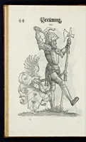 Picture 18 of 56 from Geschlechter Buch : darinn der loblichen kaiserlichẽ Reichs Statt Augspurg so vor fünffhundert vnd mehr Jaren hero, daselbst gewonet, vnd biss auff acht abgestorben auch deren so an der abgestorbnen stat eingenom̃en vnd erhöhet worden seyn : dessgleichen mit was Personen die Röm. Key. May. [et]c. am dritten Augusti im M.D.XLVIIII. Jare ain new Regiment von Raht vnd Gericht auch alle Empter besetzt hat : sampt aines jeden Geschlechts Wapen, Zeichen, Schilt vnd Helm, auch Ankunfft vnd Herkommen : alles mit künstlichen Figuren angezeigt, vnd allen Kunstliebhabern jetzt widerumb an Tag gegeben (1580), leaf 49
