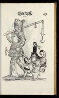 Picture 20 of 56 from Geschlechter Buch : darinn der loblichen kaiserlichẽ Reichs Statt Augspurg so vor fünffhundert vnd mehr Jaren hero, daselbst gewonet, vnd biss auff acht abgestorben auch deren so an der abgestorbnen stat eingenom̃en vnd erhöhet worden seyn : dessgleichen mit was Personen die Röm. Key. May. [et]c. am dritten Augusti im M.D.XLVIIII. Jare ain new Regiment von Raht vnd Gericht auch alle Empter besetzt hat : sampt aines jeden Geschlechts Wapen, Zeichen, Schilt vnd Helm, auch Ankunfft vnd Herkommen : alles mit künstlichen Figuren angezeigt, vnd allen Kunstliebhabern jetzt widerumb an Tag gegeben (1580), leaf 54