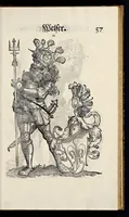 Picture 23 of 56 from Geschlechter Buch : darinn der loblichen kaiserlichẽ Reichs Statt Augspurg so vor fünffhundert vnd mehr Jaren hero, daselbst gewonet, vnd biss auff acht abgestorben auch deren so an der abgestorbnen stat eingenom̃en vnd erhöhet worden seyn : dessgleichen mit was Personen die Röm. Key. May. [et]c. am dritten Augusti im M.D.XLVIIII. Jare ain new Regiment von Raht vnd Gericht auch alle Empter besetzt hat : sampt aines jeden Geschlechts Wapen, Zeichen, Schilt vnd Helm, auch Ankunfft vnd Herkommen : alles mit künstlichen Figuren angezeigt, vnd allen Kunstliebhabern jetzt widerumb an Tag gegeben (1580), leaf 62