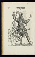 Picture 24 of 56 from Geschlechter Buch : darinn der loblichen kaiserlichẽ Reichs Statt Augspurg so vor fünffhundert vnd mehr Jaren hero, daselbst gewonet, vnd biss auff acht abgestorben auch deren so an der abgestorbnen stat eingenom̃en vnd erhöhet worden seyn : dessgleichen mit was Personen die Röm. Key. May. [et]c. am dritten Augusti im M.D.XLVIIII. Jare ain new Regiment von Raht vnd Gericht auch alle Empter besetzt hat : sampt aines jeden Geschlechts Wapen, Zeichen, Schilt vnd Helm, auch Ankunfft vnd Herkommen : alles mit künstlichen Figuren angezeigt, vnd allen Kunstliebhabern jetzt widerumb an Tag gegeben (1580), leaf 63