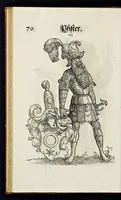 Picture 28 of 56 from Geschlechter Buch : darinn der loblichen kaiserlichẽ Reichs Statt Augspurg so vor fünffhundert vnd mehr Jaren hero, daselbst gewonet, vnd biss auff acht abgestorben auch deren so an der abgestorbnen stat eingenom̃en vnd erhöhet worden seyn : dessgleichen mit was Personen die Röm. Key. May. [et]c. am dritten Augusti im M.D.XLVIIII. Jare ain new Regiment von Raht vnd Gericht auch alle Empter besetzt hat : sampt aines jeden Geschlechts Wapen, Zeichen, Schilt vnd Helm, auch Ankunfft vnd Herkommen : alles mit künstlichen Figuren angezeigt, vnd allen Kunstliebhabern jetzt widerumb an Tag gegeben (1580), leaf 75
