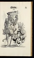 Picture 33 of 56 from Geschlechter Buch : darinn der loblichen kaiserlichẽ Reichs Statt Augspurg so vor fünffhundert vnd mehr Jaren hero, daselbst gewonet, vnd biss auff acht abgestorben auch deren so an der abgestorbnen stat eingenom̃en vnd erhöhet worden seyn : dessgleichen mit was Personen die Röm. Key. May. [et]c. am dritten Augusti im M.D.XLVIIII. Jare ain new Regiment von Raht vnd Gericht auch alle Empter besetzt hat : sampt aines jeden Geschlechts Wapen, Zeichen, Schilt vnd Helm, auch Ankunfft vnd Herkommen : alles mit künstlichen Figuren angezeigt, vnd allen Kunstliebhabern jetzt widerumb an Tag gegeben (1580), leaf 86
