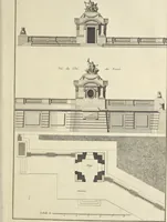 An illustration from Monumens érigés en France à la gloire de Louis XV : précédés d'un tableau du progrès des arts & des sciences sous ce règne, ainsi que d'une description des honneurs & des monumens de gloire accordés aux grands hommes, tant chez les anciens que chez les modernes : et suivis d'un choix des principaux projets qui ont été proposés, pour placer la statue du roi dans les différens quartiers de Paris (1767)