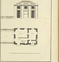 An illustration from Monumens érigés en France à la gloire de Louis XV : précédés d'un tableau du progrès des arts & des sciences sous ce règne, ainsi que d'une description des honneurs & des monumens de gloire accordés aux grands hommes, tant chez les anciens que chez les modernes : et suivis d'un choix des principaux projets qui ont été proposés, pour placer la statue du roi dans les différens quartiers de Paris (1767)