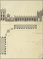An illustration from Monumens érigés en France à la gloire de Louis XV : précédés d'un tableau du progrès des arts & des sciences sous ce règne, ainsi que d'une description des honneurs & des monumens de gloire accordés aux grands hommes, tant chez les anciens que chez les modernes : et suivis d'un choix des principaux projets qui ont été proposés, pour placer la statue du roi dans les différens quartiers de Paris (1767)